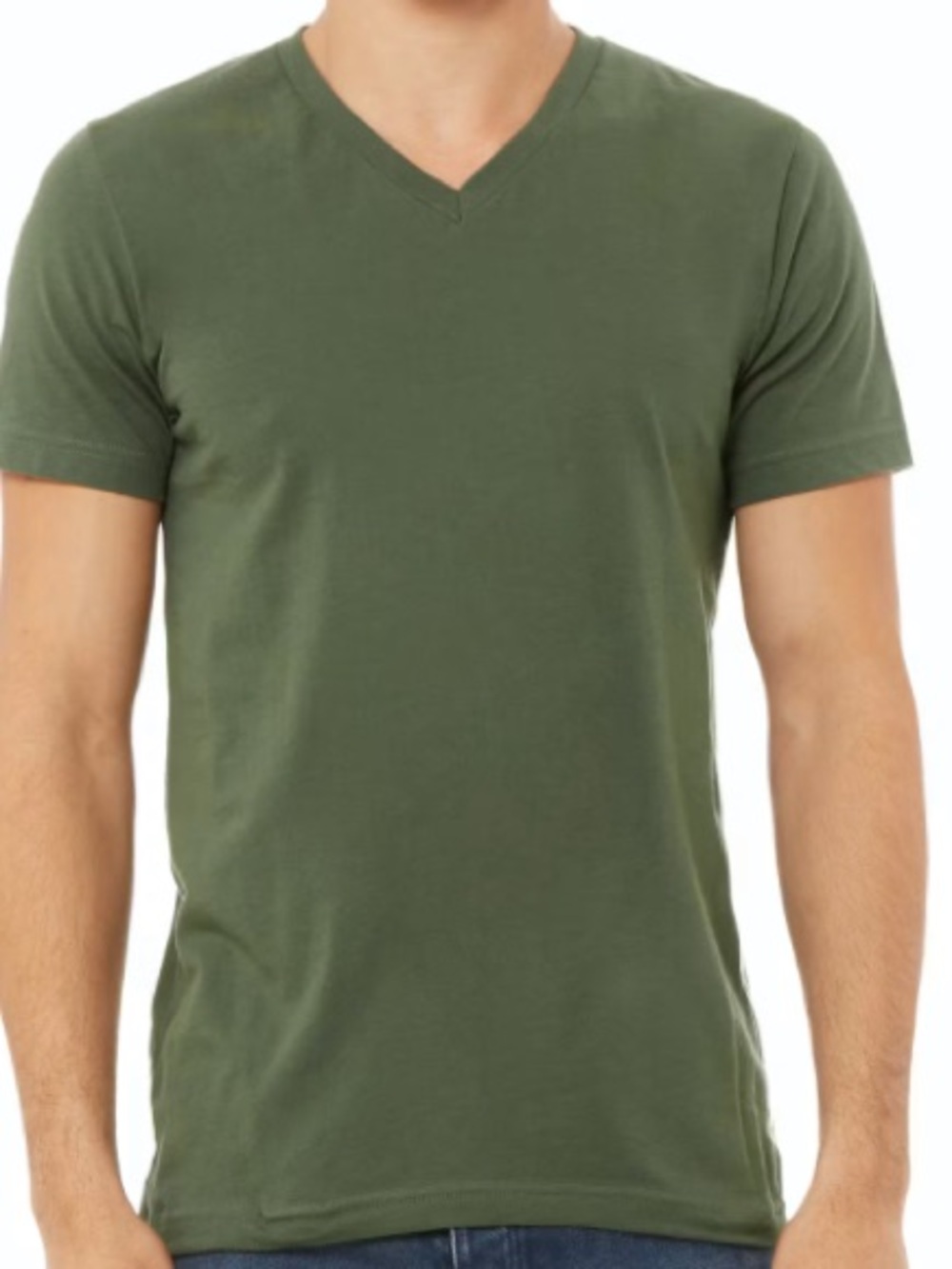 Bella Canvas Olive V-Neck Short Sleeve Tee